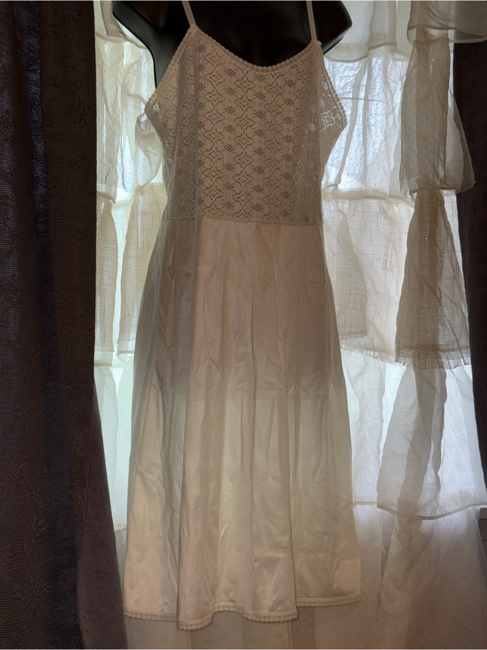 Lace Bodice Slip Dress in Ivory